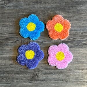 4 Pack Colorful Flower Coasters Set